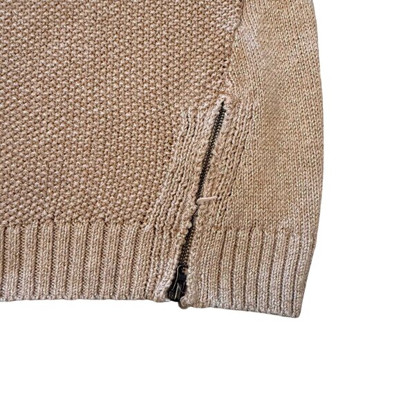 APT.9 Beige Knit Sweater Women's Size L W/ Side Zippers & Shimmer Threads - Picture 4 of 9